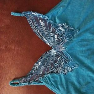 Butterfly Sequins Spaghetti Strap Camisole